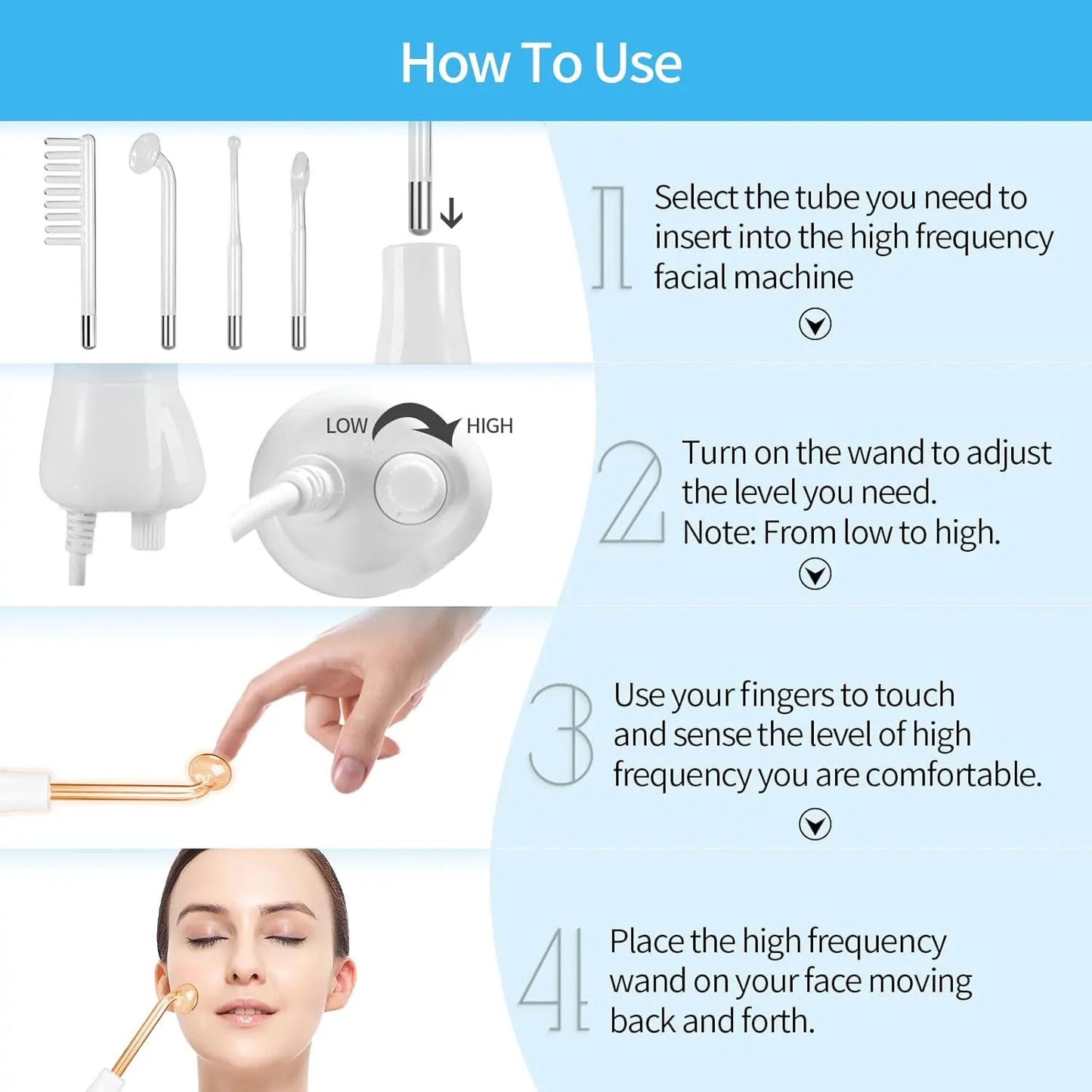 Luxe Beauty-Bloom™Portable Handheld High Frequency Skin Therapy Wand Machine for Acne